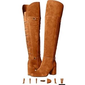 Slouchy, 3” block heel suede boots, square toe